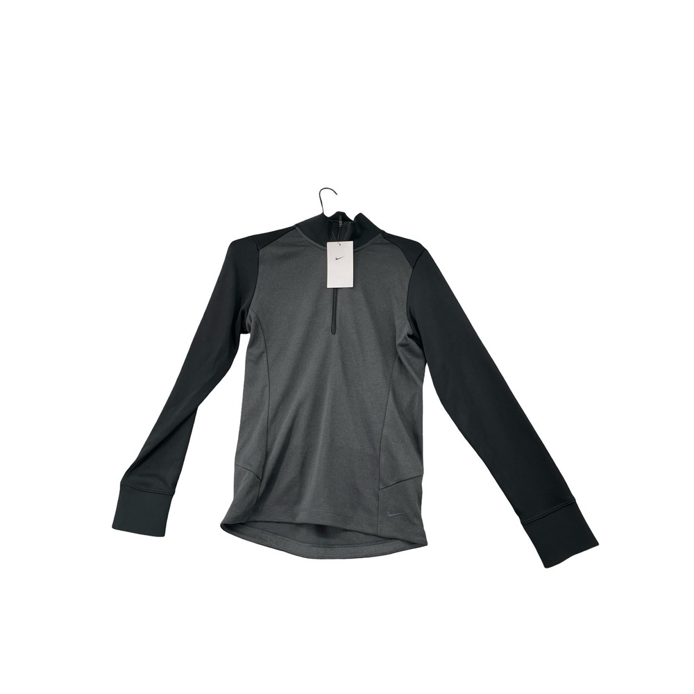 Nike Men's Quarter Zip Pullover Athletic Grey Black Polyester Small